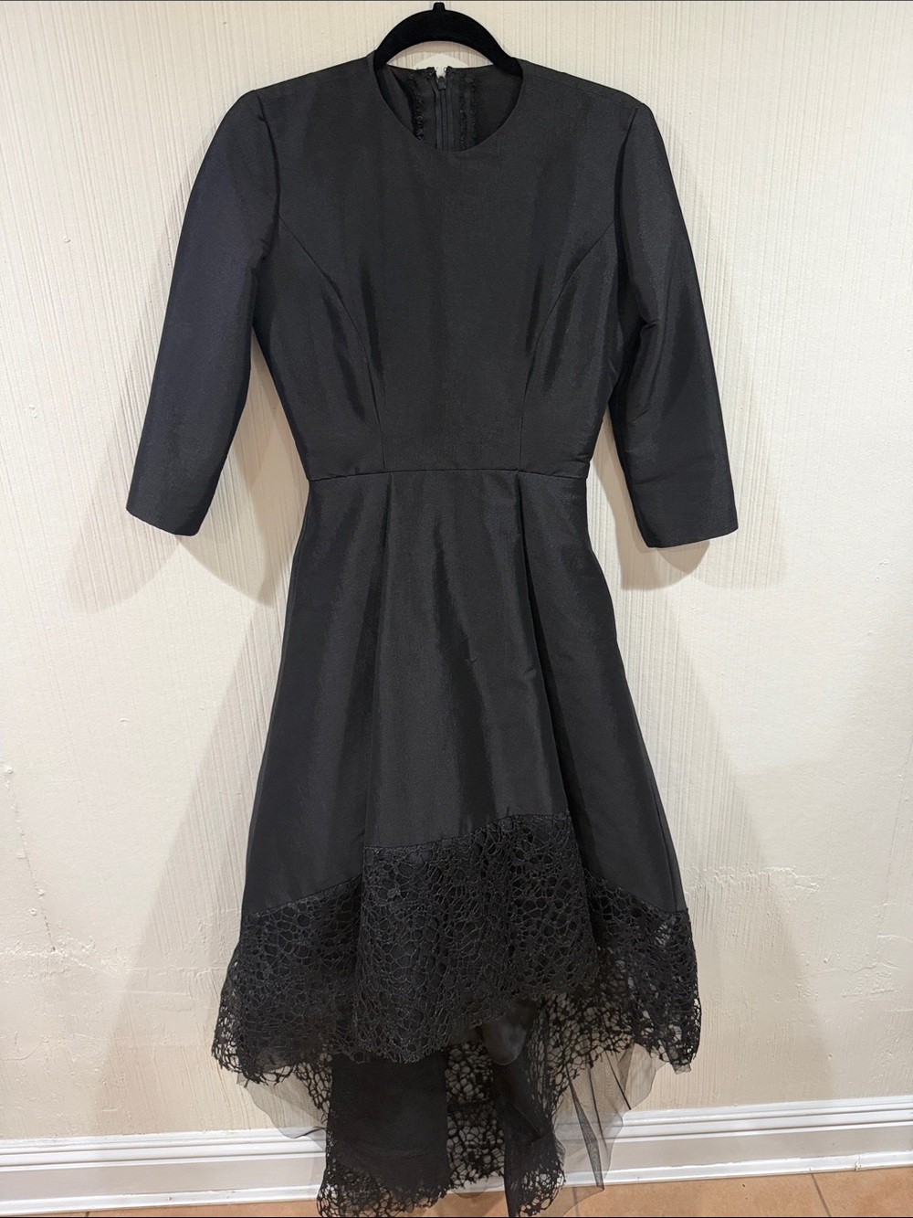 Black Lace-Hem Fit & Flare Dress